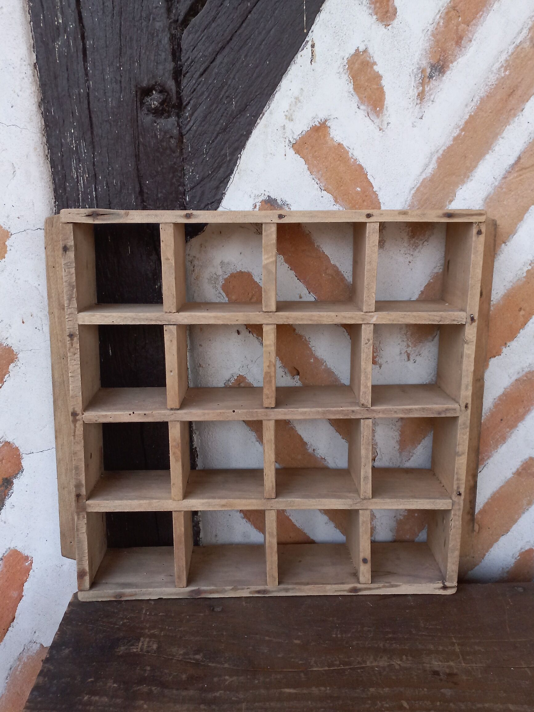 Wooden wall shelf 16 boxes