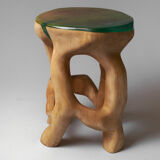 Unique Carved Stool From Single Piece of Wood