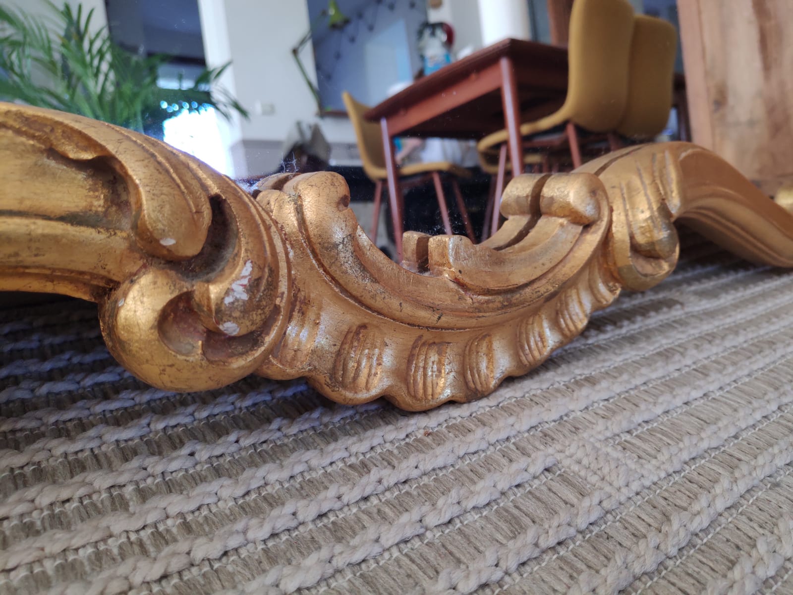 Gold mirror vintage shell 125x78cm