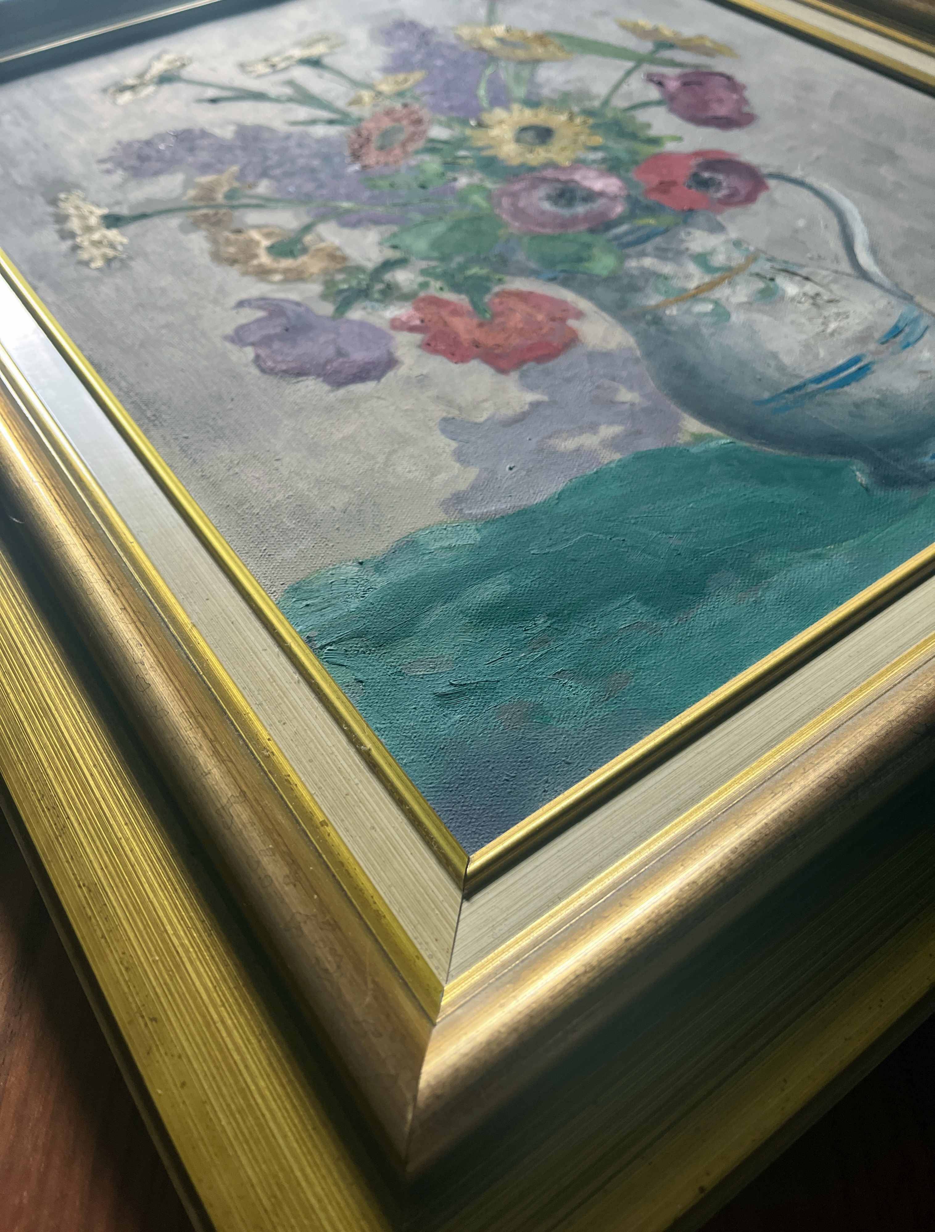 HST painting "Bouquet of wild flowers" E. Guyot (19th-20th century)