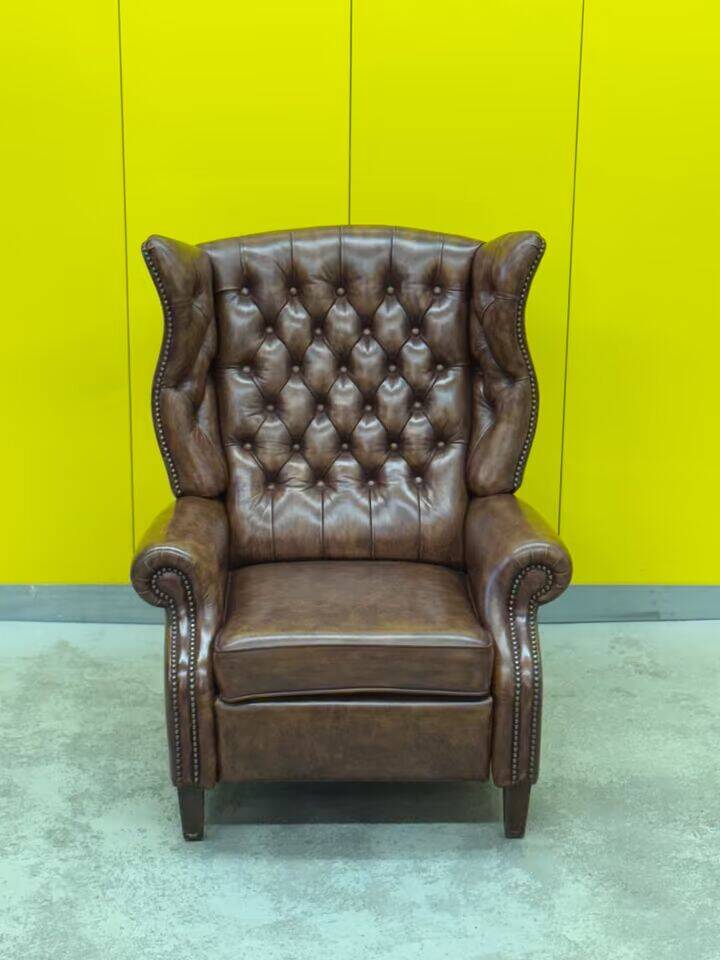 Brown leather Handmade Chesterfield Recliner Armchair