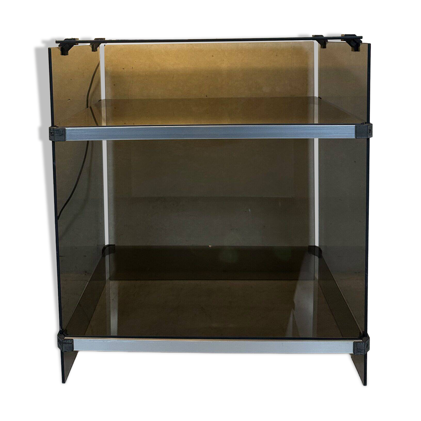 Vintage design hifi cabinet – smoked glass