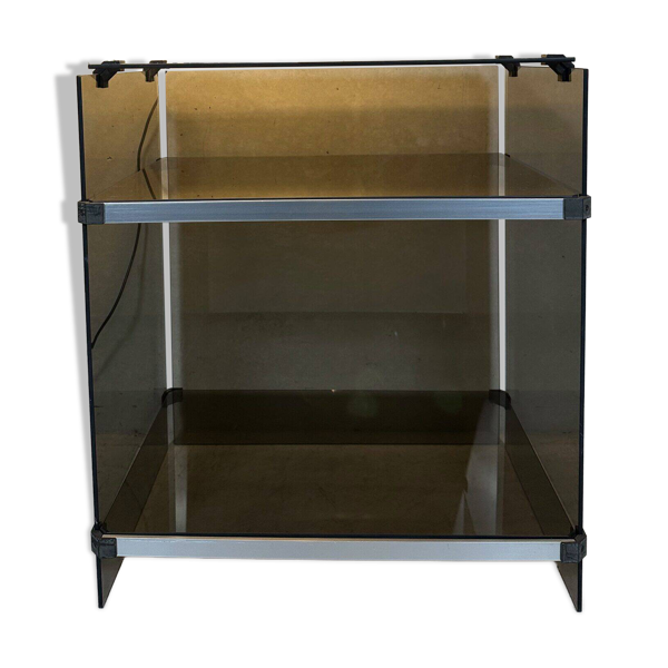 Meuble hi-fi au design vintage – verre fumé