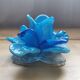 Bougeoir fleur verre soufflé bleu Murano