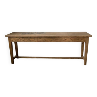 Solid oak work table console 220cm