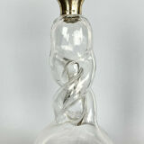 Blown glass carafe with silver frame