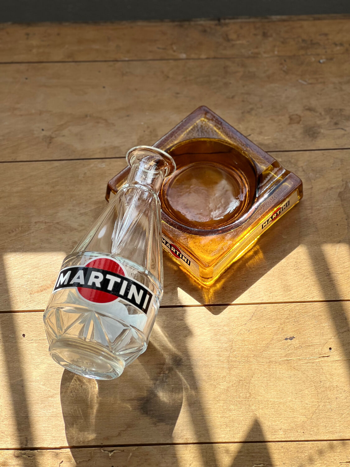 Martini advertising decanter and ashtray