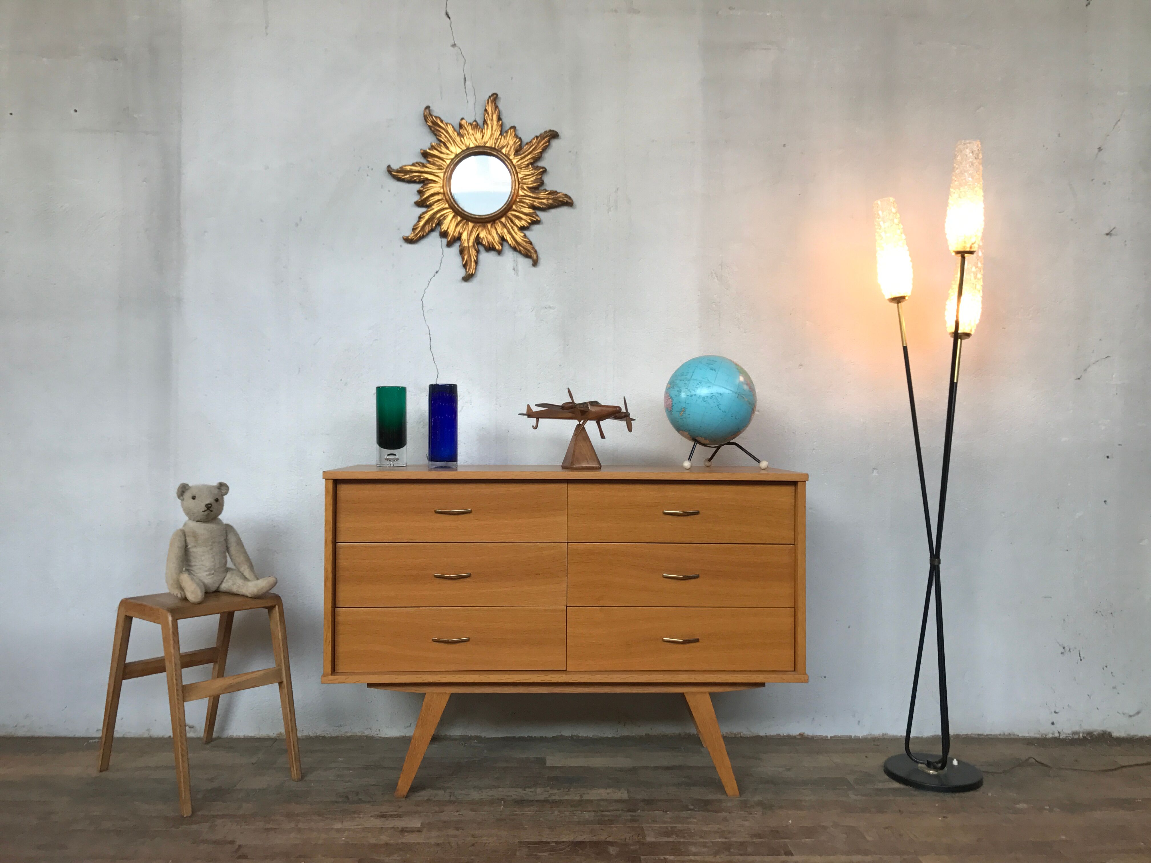 Chest of drawers 6 drawers vintage compass 1950 feet