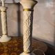 pair of patinated ceramic column bedside lamps, classic 50x30 cm