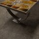 Ceramic coffee table and brushed steel Roche Bobois design Gregorieff 70s, 108x47cm