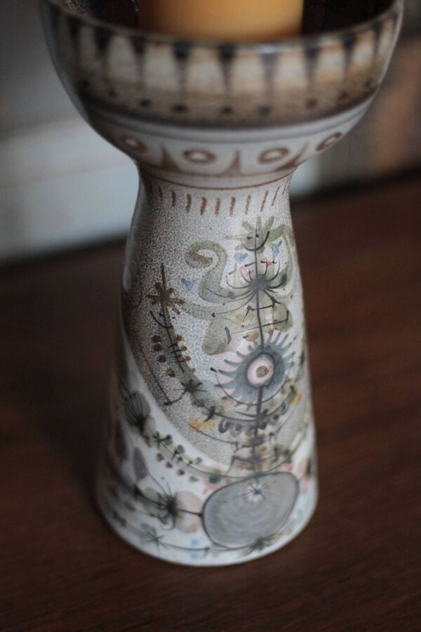 Bougeoir céramique vintage, bougeoir signé andré l'helguen pour keraluc