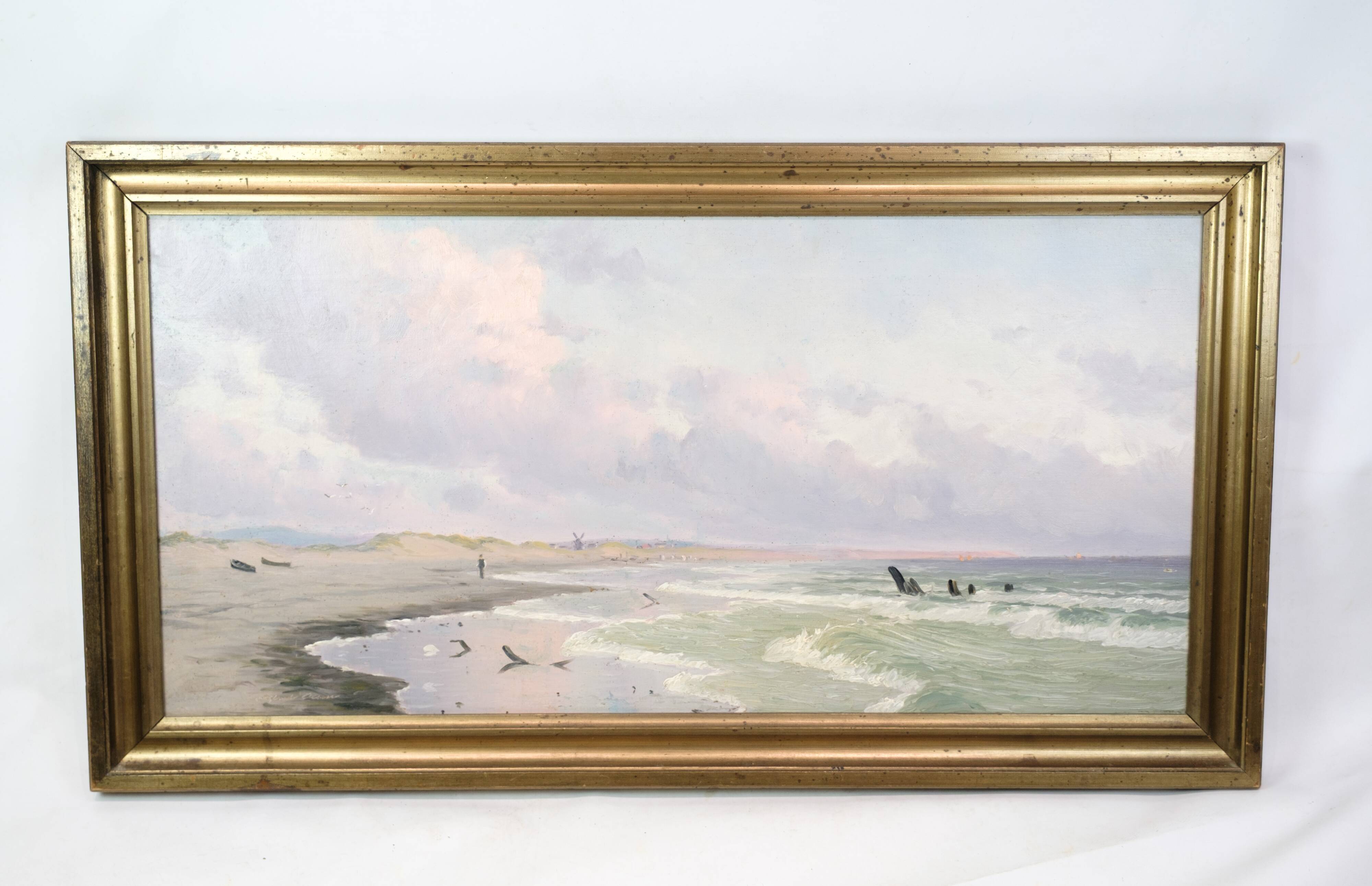 Oil painting on canvas - Coastal landscape - Alfred Theodor Olsen - Circa 1900