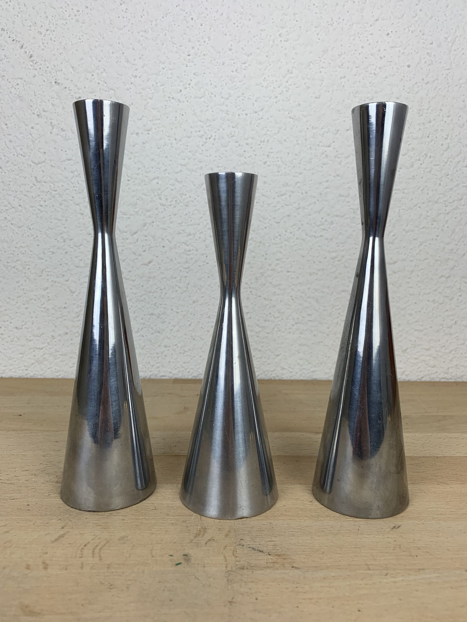 Trio diabolo aluminum candle holders by Erika Pekkari for Ikea