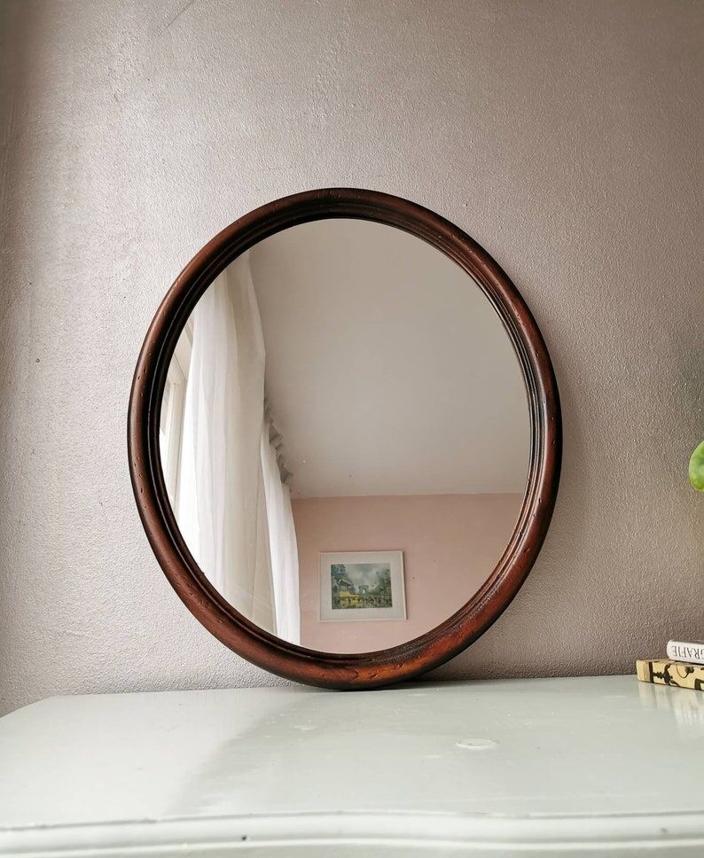 Vintage oval mirror from the 70s 45x35cm