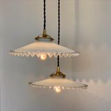 Pair of suspensions bistro opaline serrated
