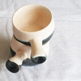 Pair of Black and White Cups in enamelled ceramic - 70s