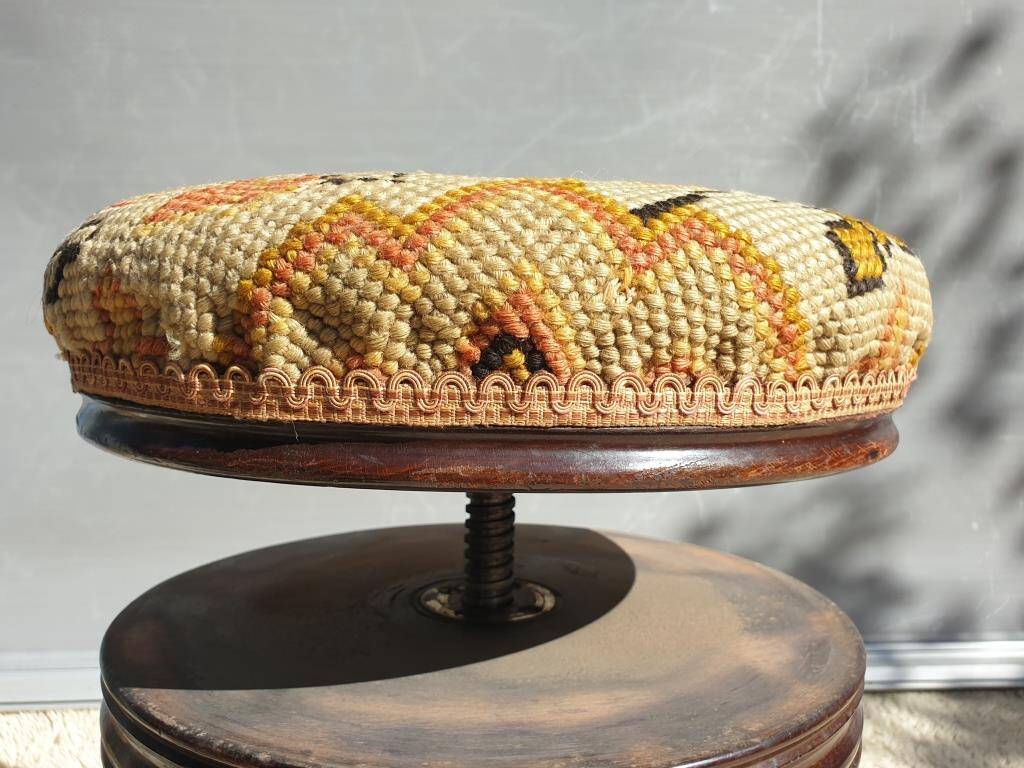 Napoleon III tapestry piano stool