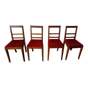 Lot de 4 chaises bois - bordeaux