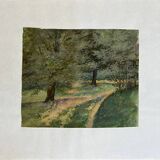 Painting "Path in the undergrowth", Gouache on paper, framed