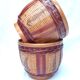 Duo of vintage braided wicker pot cover