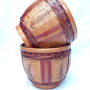 Duo de cache-pot vintage osier tressé