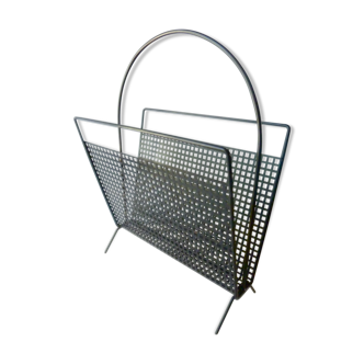 Magazine rack in perforated metal of the 1960s