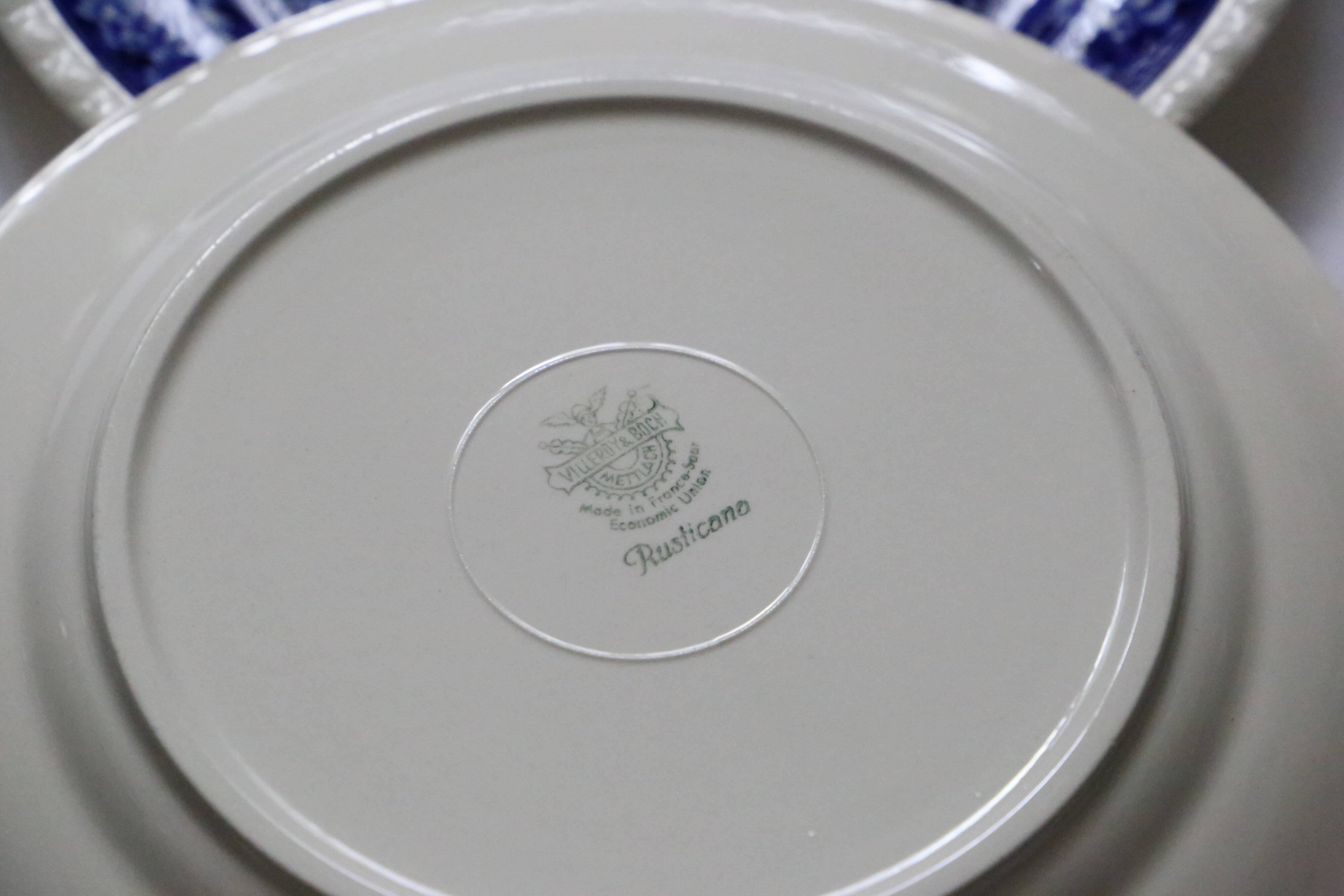 Set of 6 flat plates Villeroy and Boch, blue Rusticana model, vintage