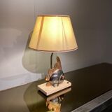 Vintage fish lamp in gold and copper metal
