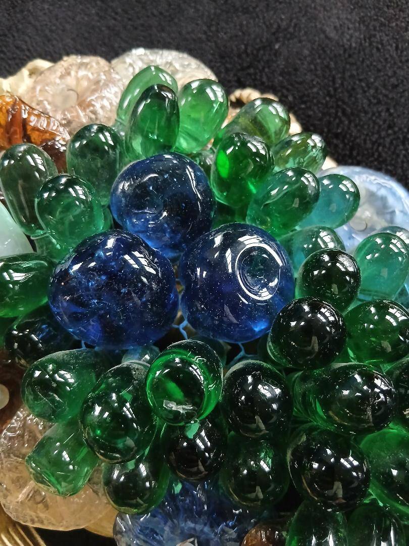 Murano wall sconces – coloured grape glass, bronze anemone