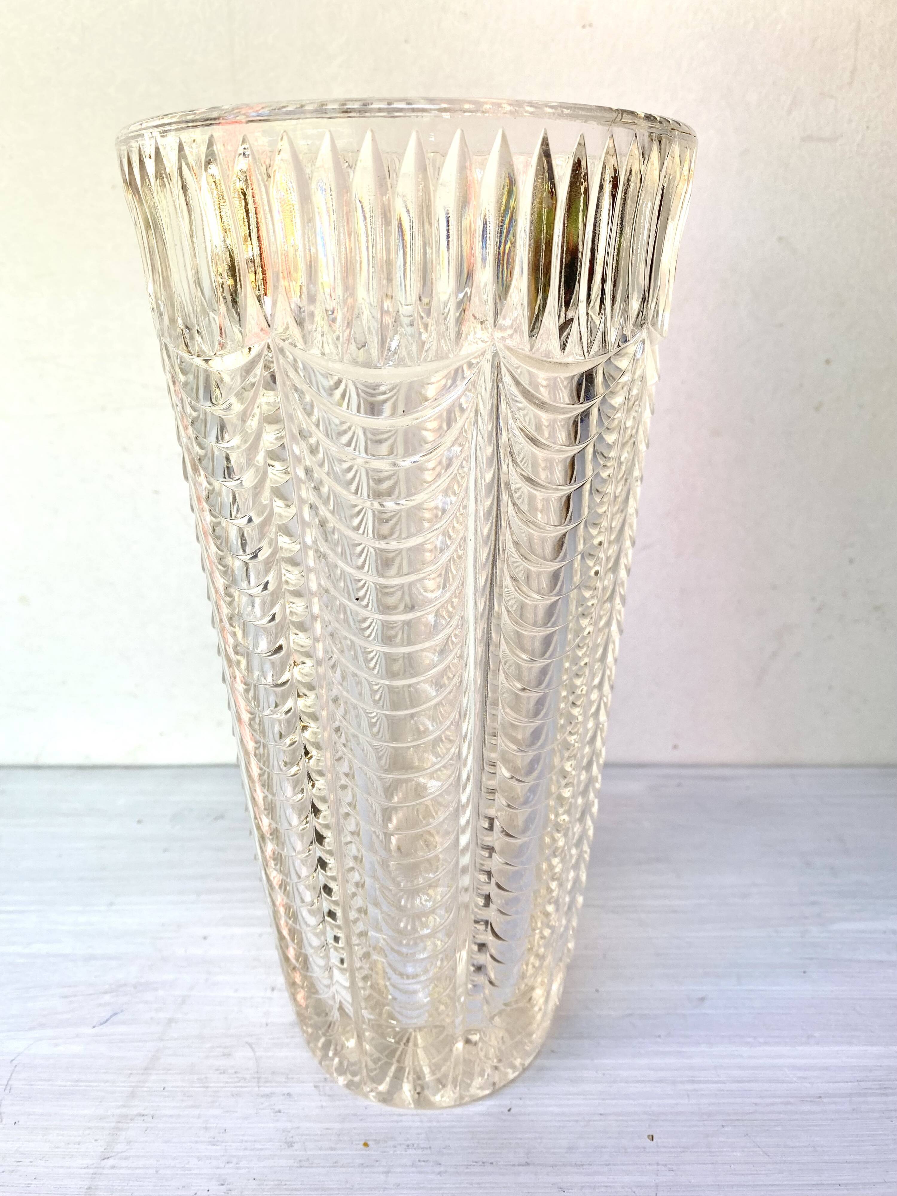 Vintage chiseled glass vase