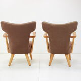 1940s Pair of Oak Armchairs by Krasna Jizba, Czechoslovakia