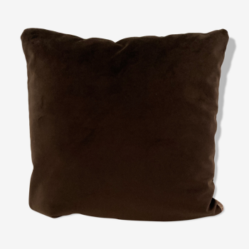 Chocolate brown velvet cushion