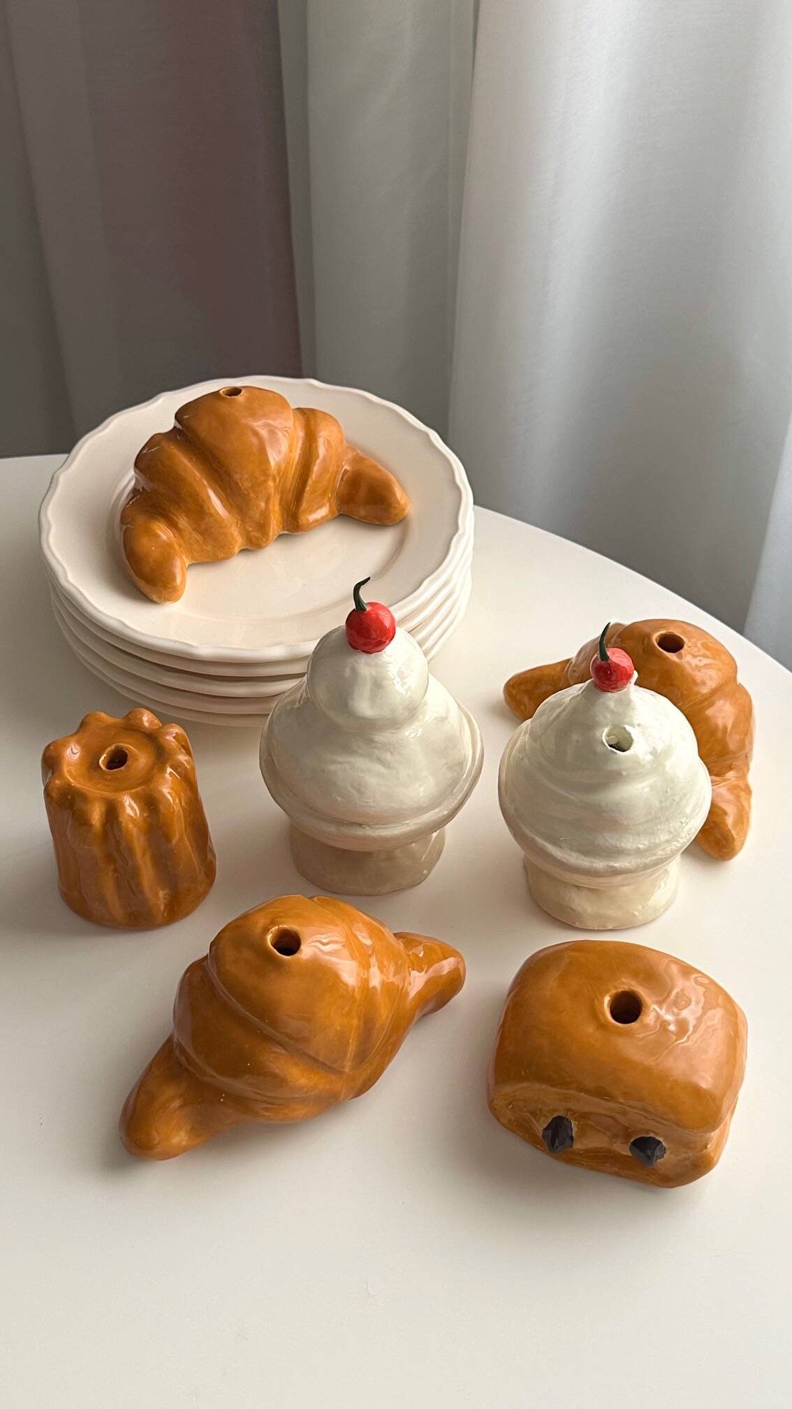 Ceramic Croissant Candle Holder