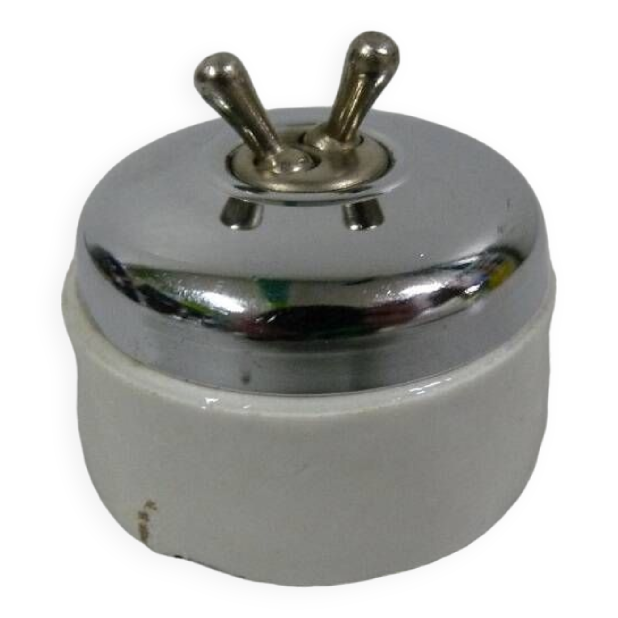 legrand double switch in chrome and porcelain