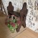 Small brutalist wooden bench