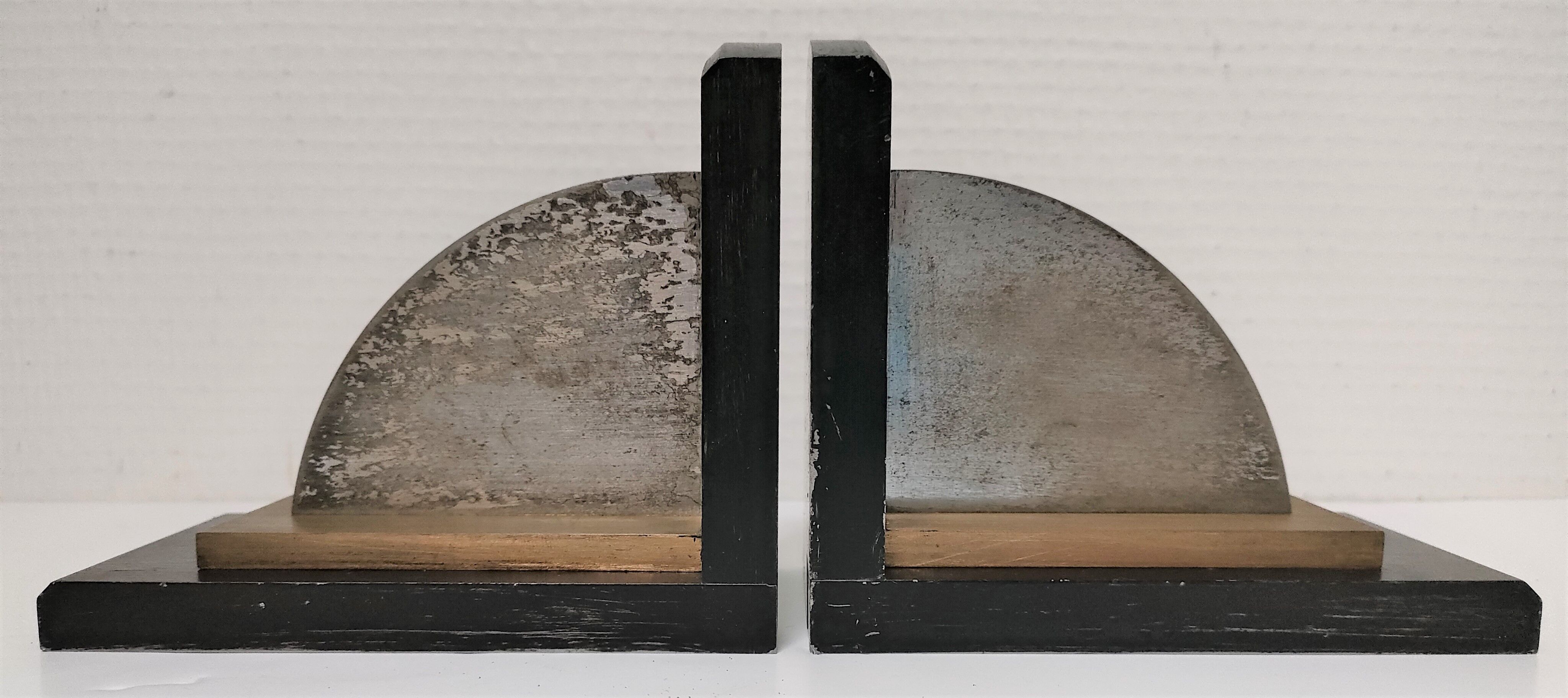 Pair of patinated steel bookends Art Deco style