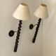 Pair of XL wall sconces in turned wood, France 1950