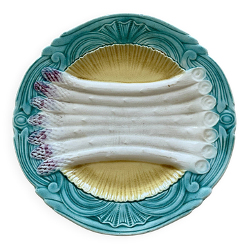 Asparagus plate in art nouveau style slip, Orchies factory