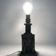 Pair of table lamps, Art Deco period bedside lamp, bronze and metal