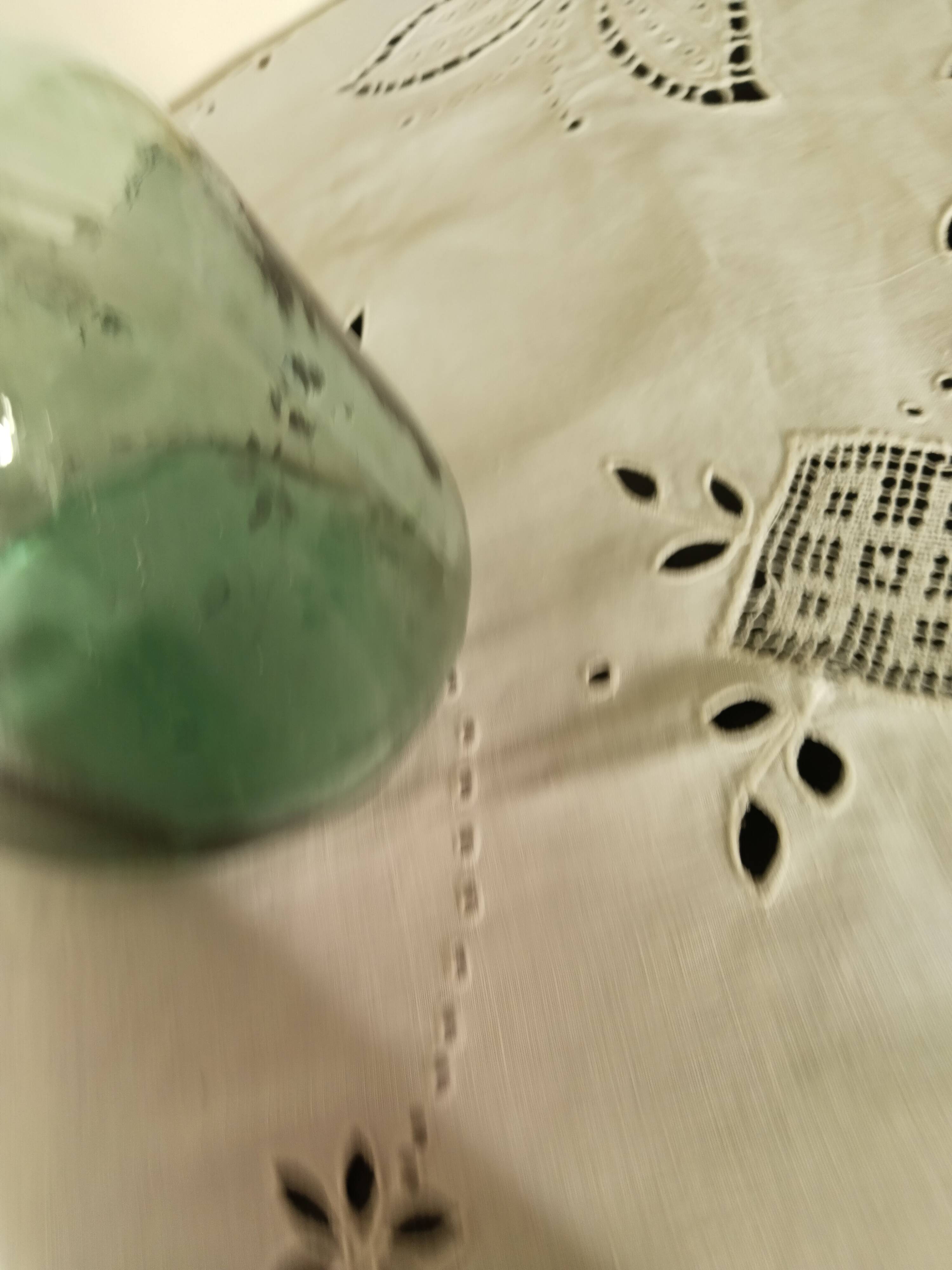 Blueish green Dame-Jeanne carboy, vintage French, Viresa Bandeira