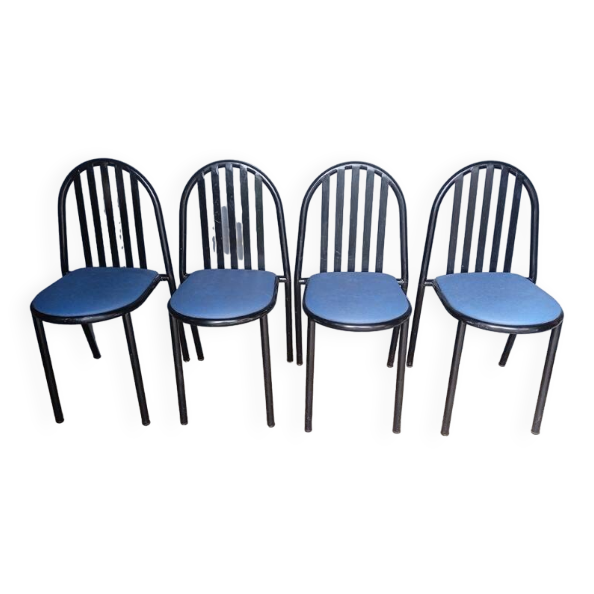 Lot de 4 chaises Malle Stevens metal epoque 1980