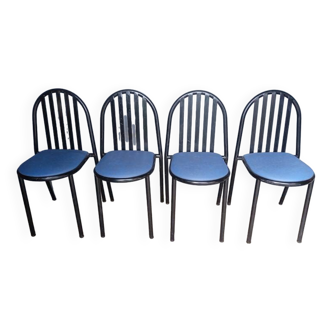 Lot de 4 chaises Malle Stevens metal epoque 1980