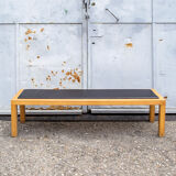 Bench in wood and leather by Salmistraro, Italy, 80s