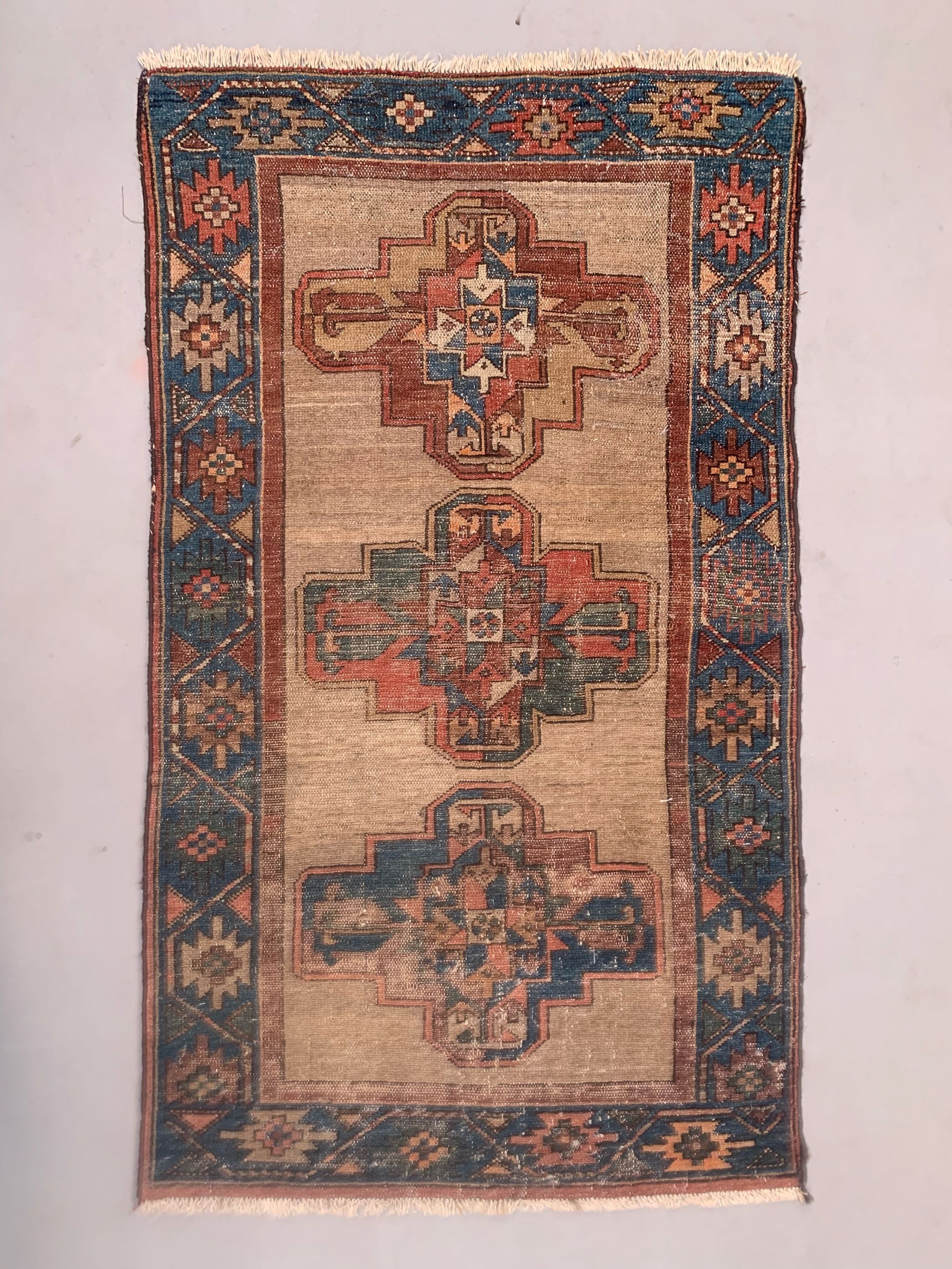 Antique caucasian rug 155x88 cm vintage, wool, red