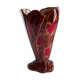 Ceramic vase, brown background, decorated with stylized tulips