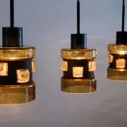 Set of 3 pendant lamps by Victor Bernt for Flygsfors, Sweden, 1960s