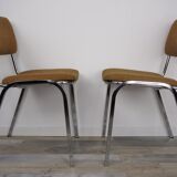 Suite of 6 chrome and tweed chairs 50