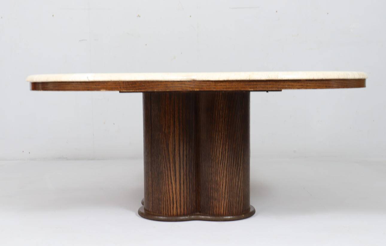 Coffee table with travertine top in cloverleaf shape, Italy, 1970s.
