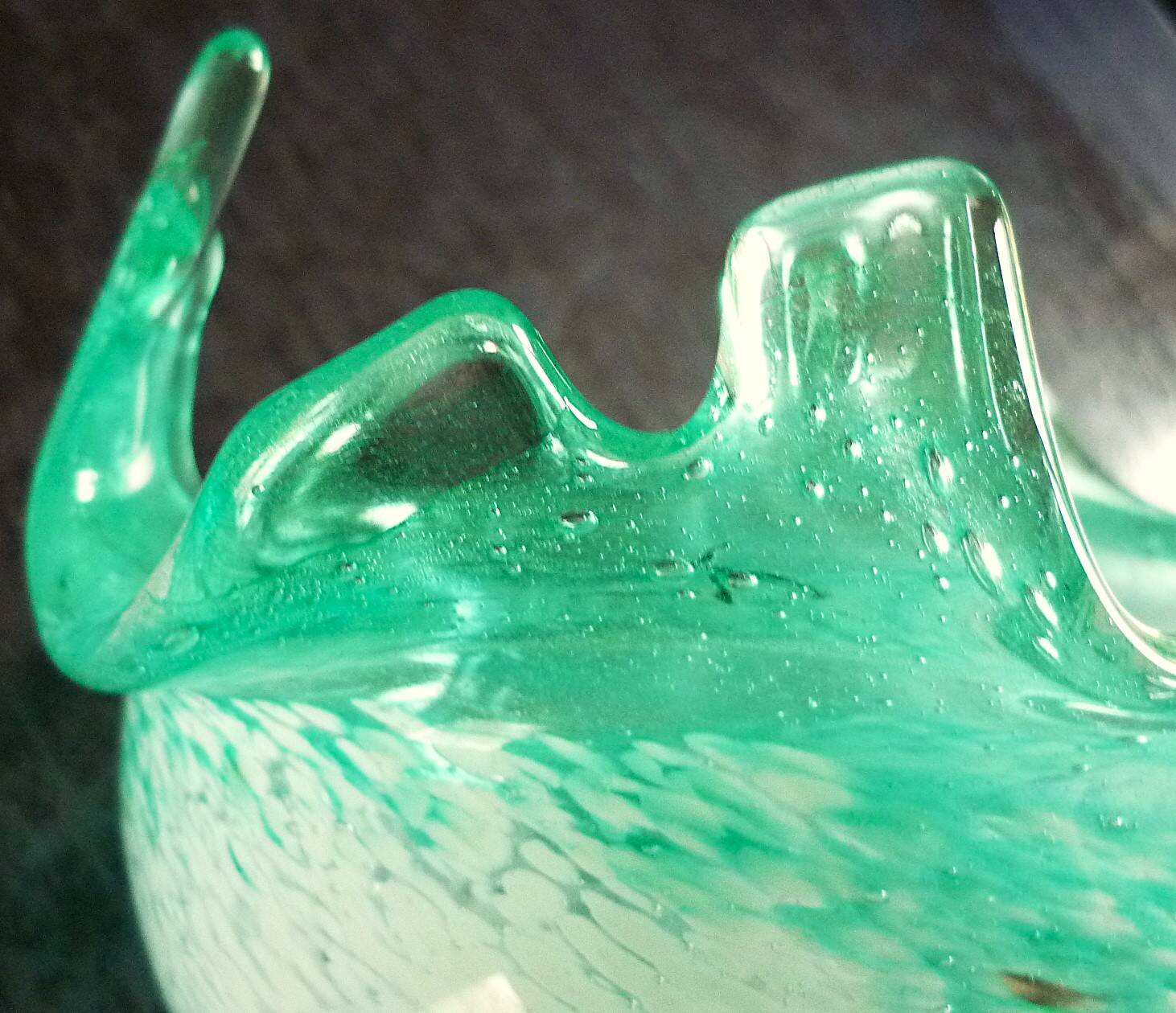 Blown glass empty pocket, thick, free-form, 80s design