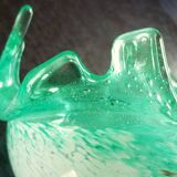 Blown glass empty pocket, thick, free-form, 80s design